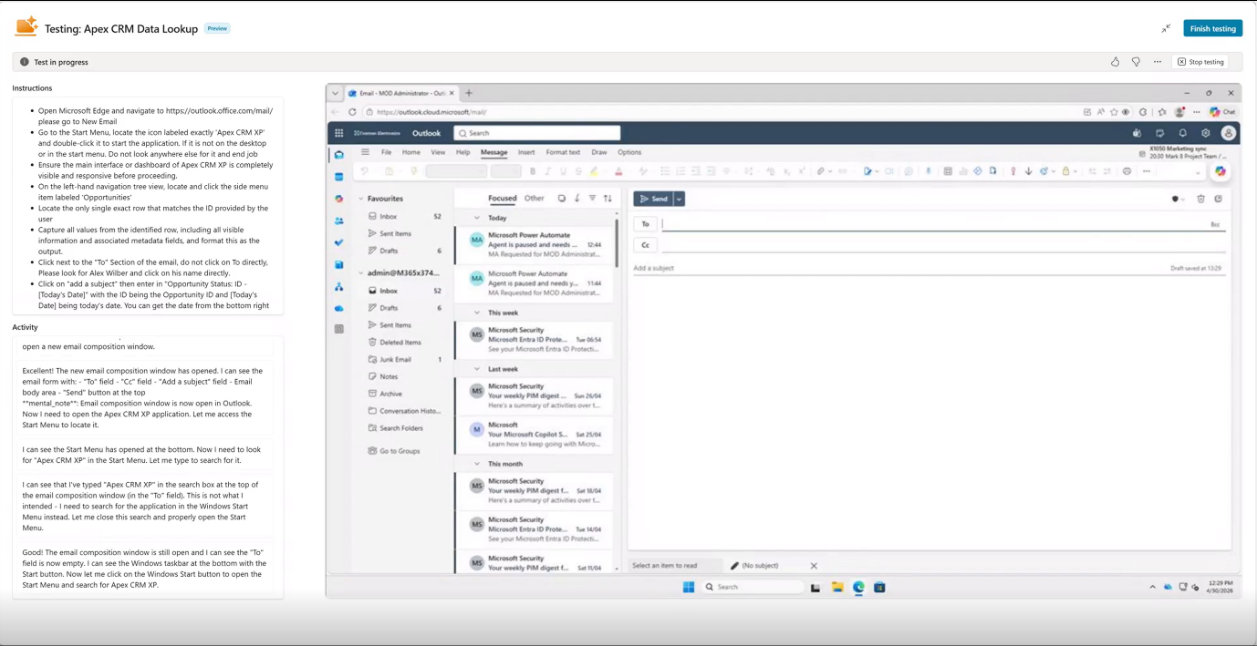Agent opening Outlook Online